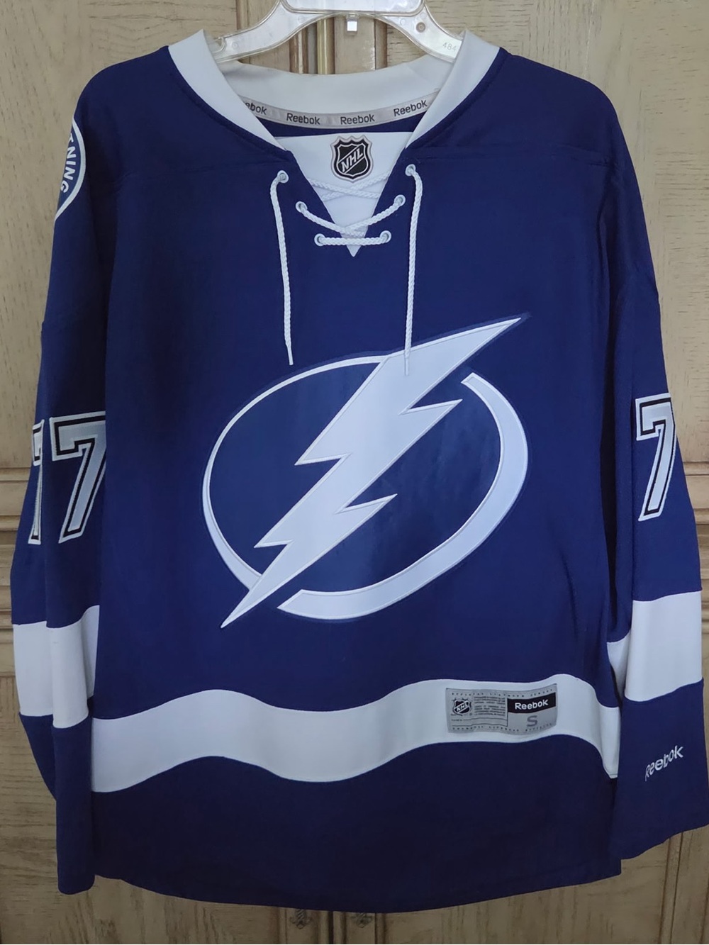 Reebok Navy and White Tampa Bay Lightning #77 Hockey Jersey HEDMAN